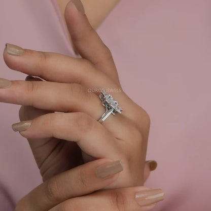 Round Cut Lab Grown Floral Style Engagement Ring