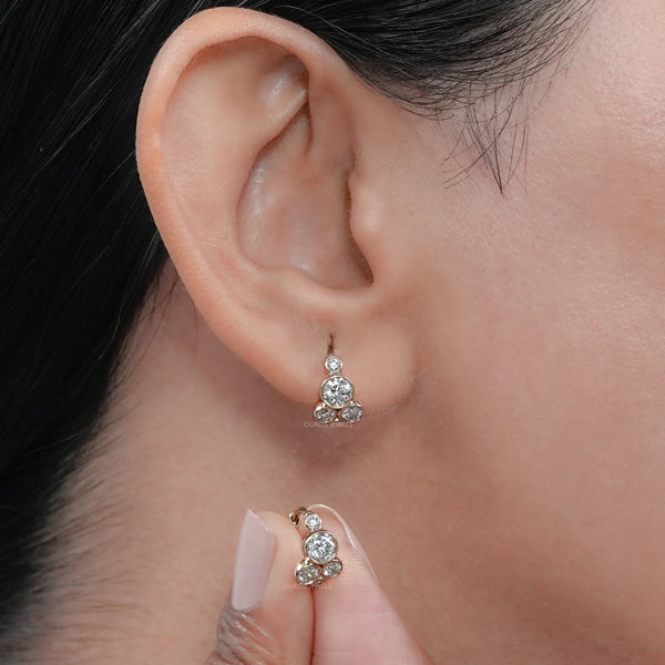 Round Lab Diamond Bezel Set Huggie Earrings