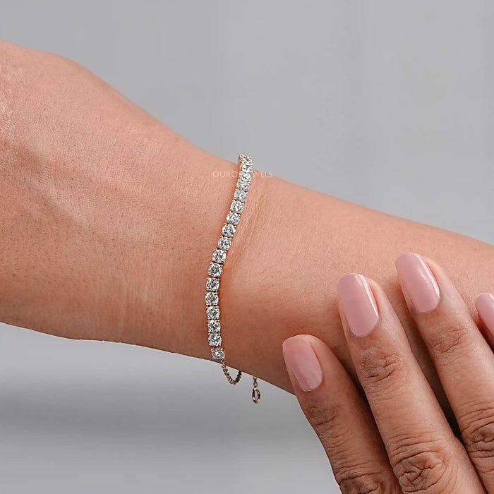 Round Cut Lab Diamond Half Tennis Bracelet Bracelet