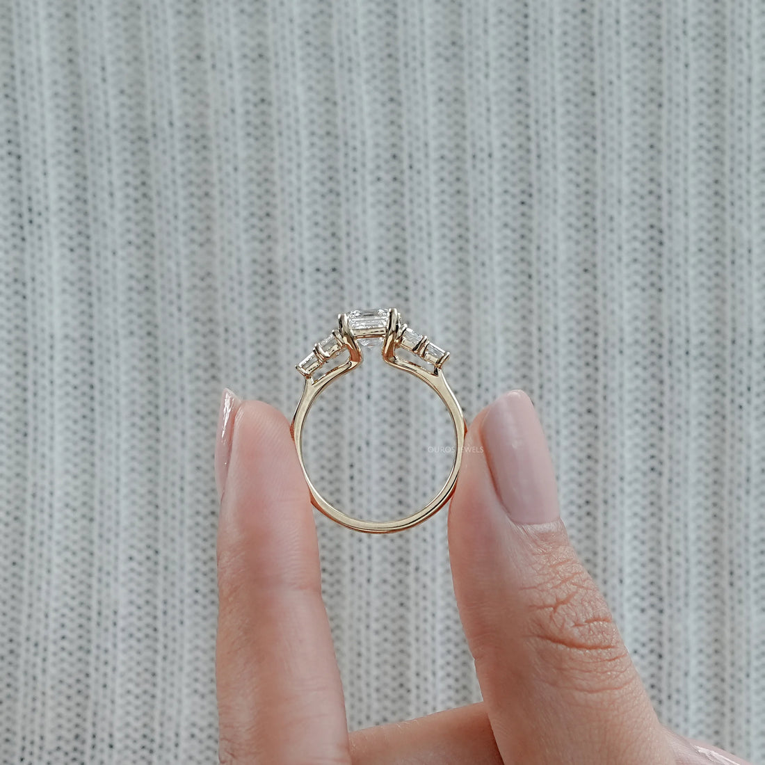 Asscher And Baguette Diamond Five Stone Engagement Ring Rings