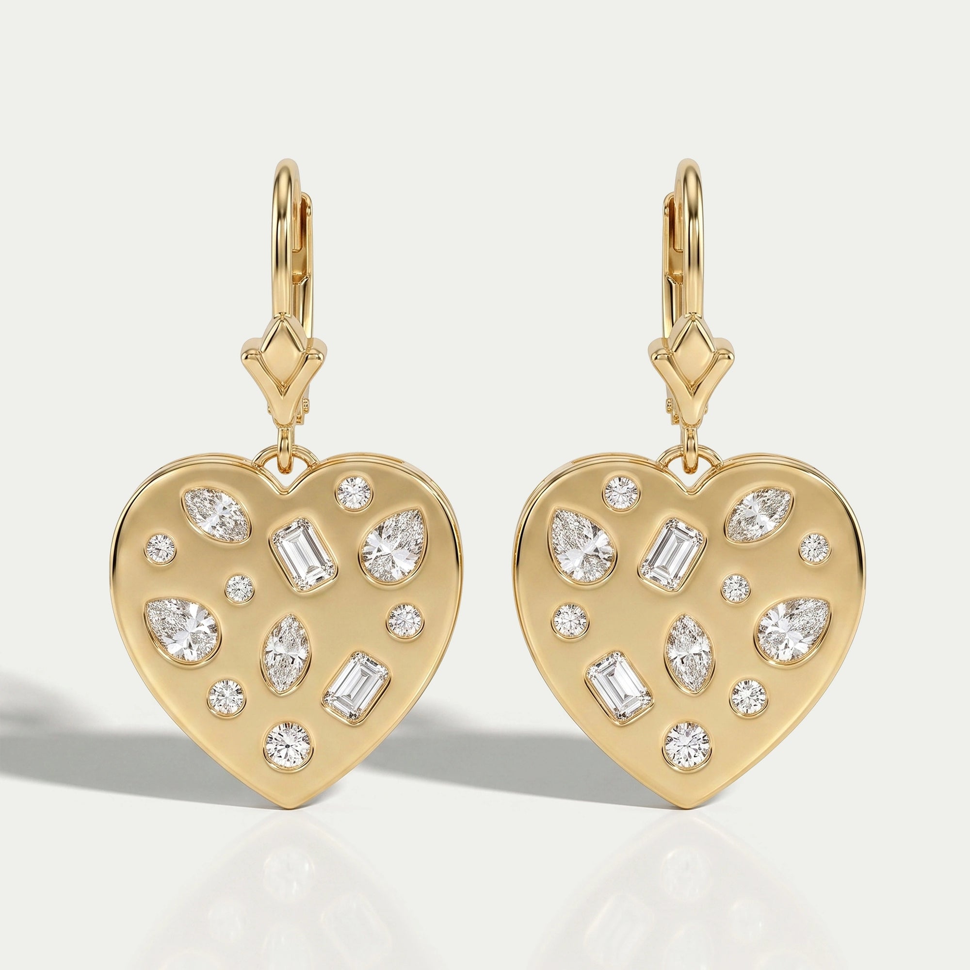 Yellow Gold Diamond Flush Set Dangle Earrings