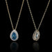 Blue Pear Lab Diamond Halo Pendant Necklaces