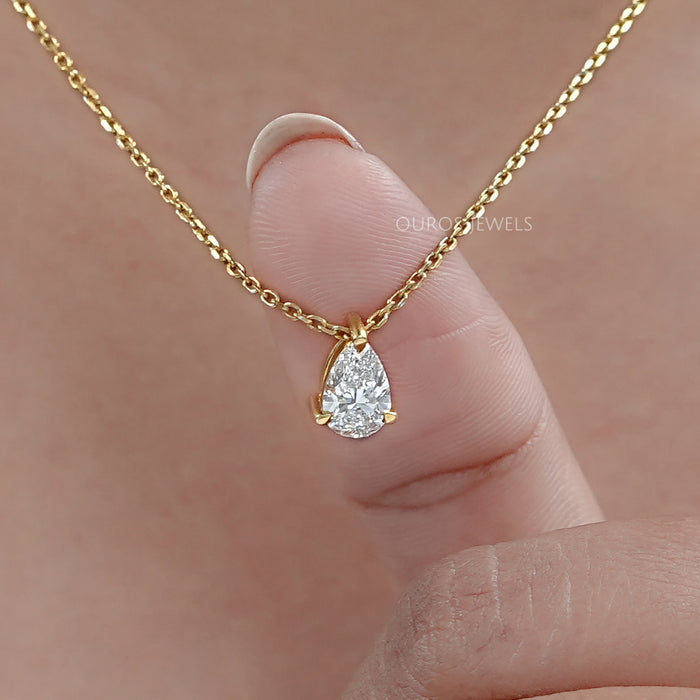 Pear Cut Lab Grown Diamond Pendant Necklaces