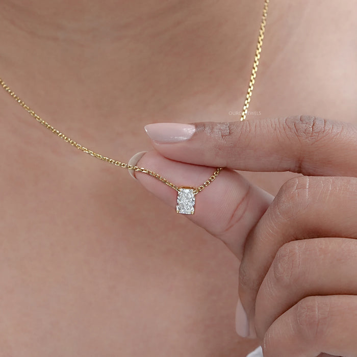 Radiant Lab Grown Diamond Solitaire Pendant Necklaces
