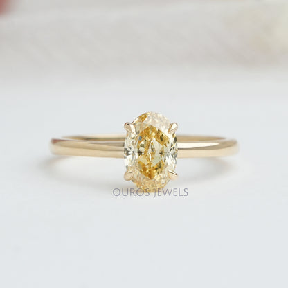 Yellow Oval Cut Lab Grown Solitaire Diamond Ring Rings