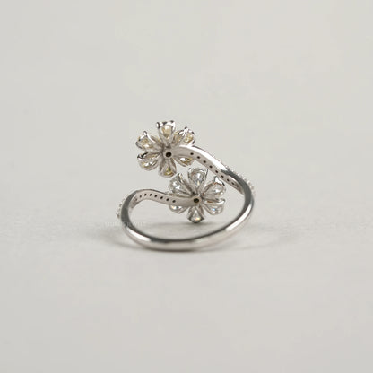 Flower Shape Yellow Pear Cut Lab Diamond Twin Bypass Ring