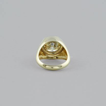 Fancy Yellow Round Diamond Bezel Set Signet Ring Ring