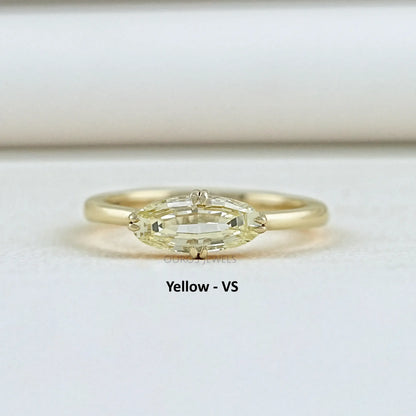 East West Step Cut Moval Lab Diamond Solitaire Ring Ring