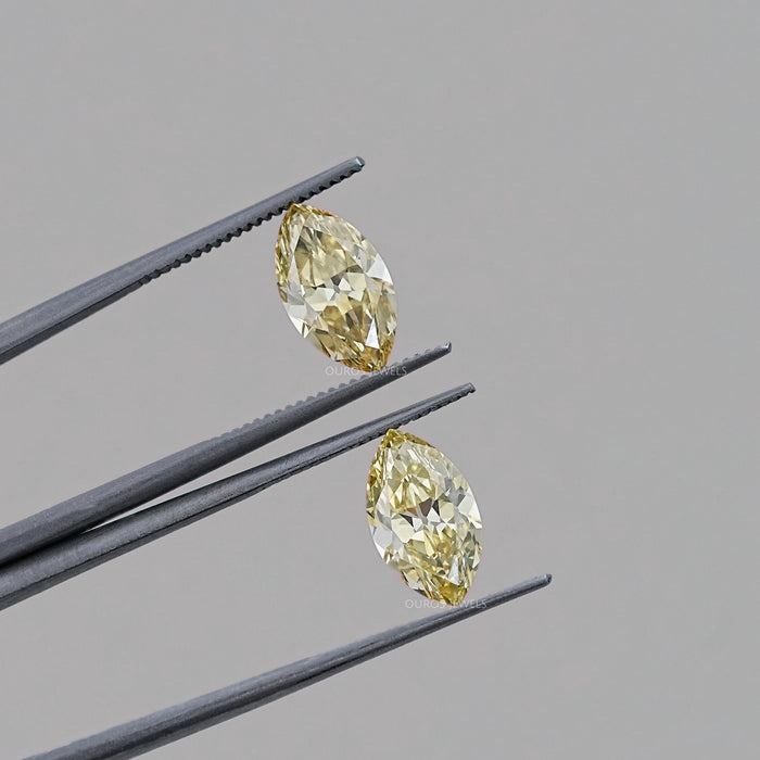 Old Mine Marquise Cut Lab Grown Diamond - Fancy Intense Yellow Loose