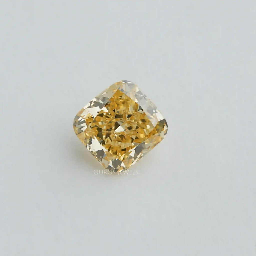 [Yellow Cushion Cut Lab Grown Diamond]-[Ouros Jewels]