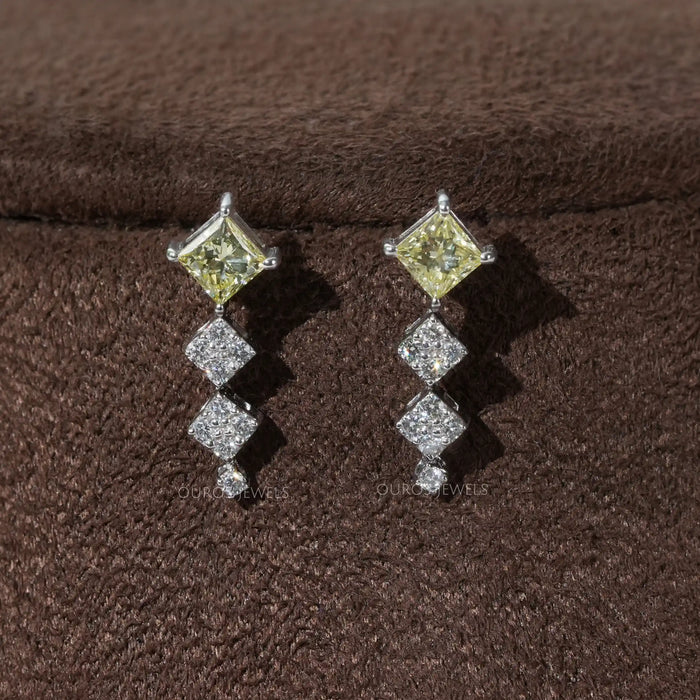 [Yellow Diamond Earrings]-[Ouros Jewels]