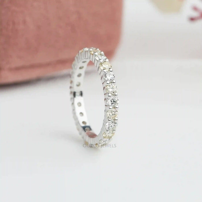 [Yellow and Coloreless Round Diamond Full Eternity Band]-[Ouros Jewels]
