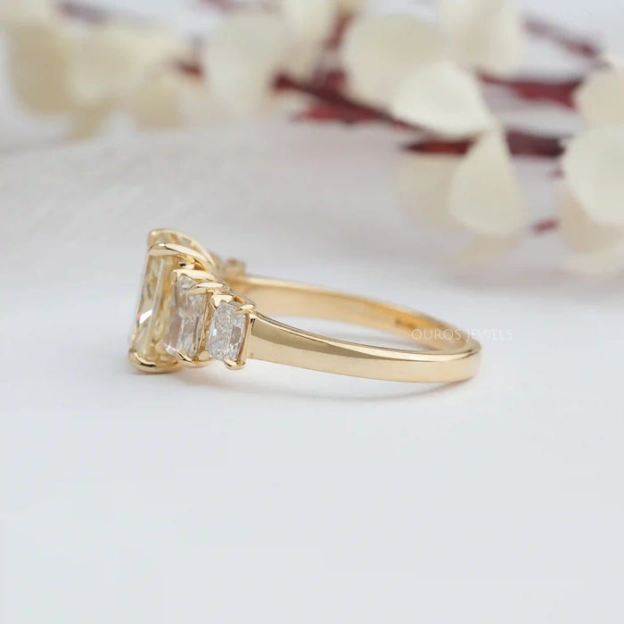 [Side View of Yellow Radiant Cut Ring]-[Ouros Jewels]
