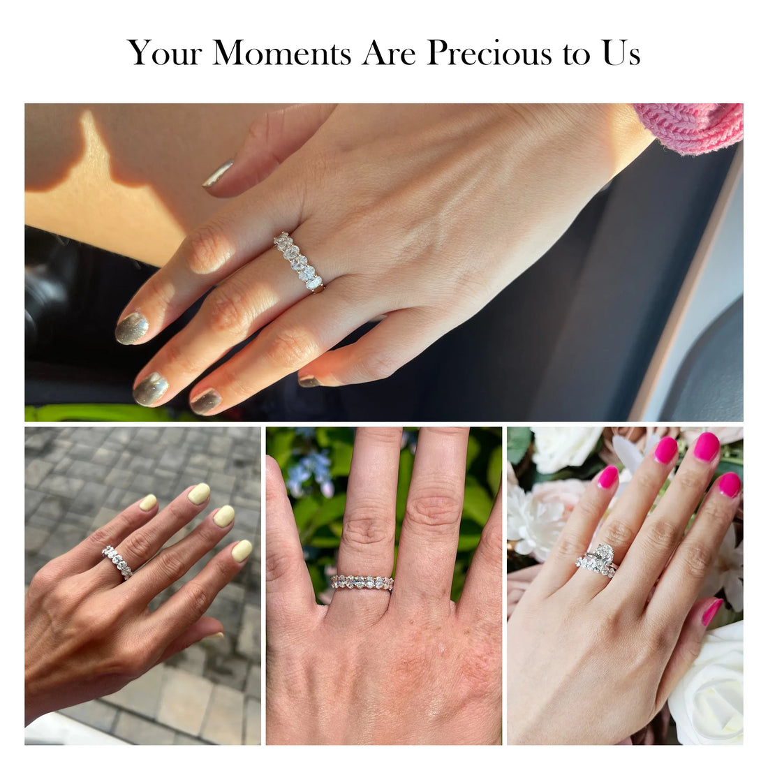 Brilliant Oval Cut Lab Diamond Eternity Wedding Band Rings