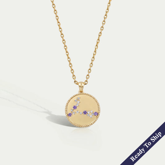 Pisces Zodiac Sign Sapphire Purple Gemstone Pendant