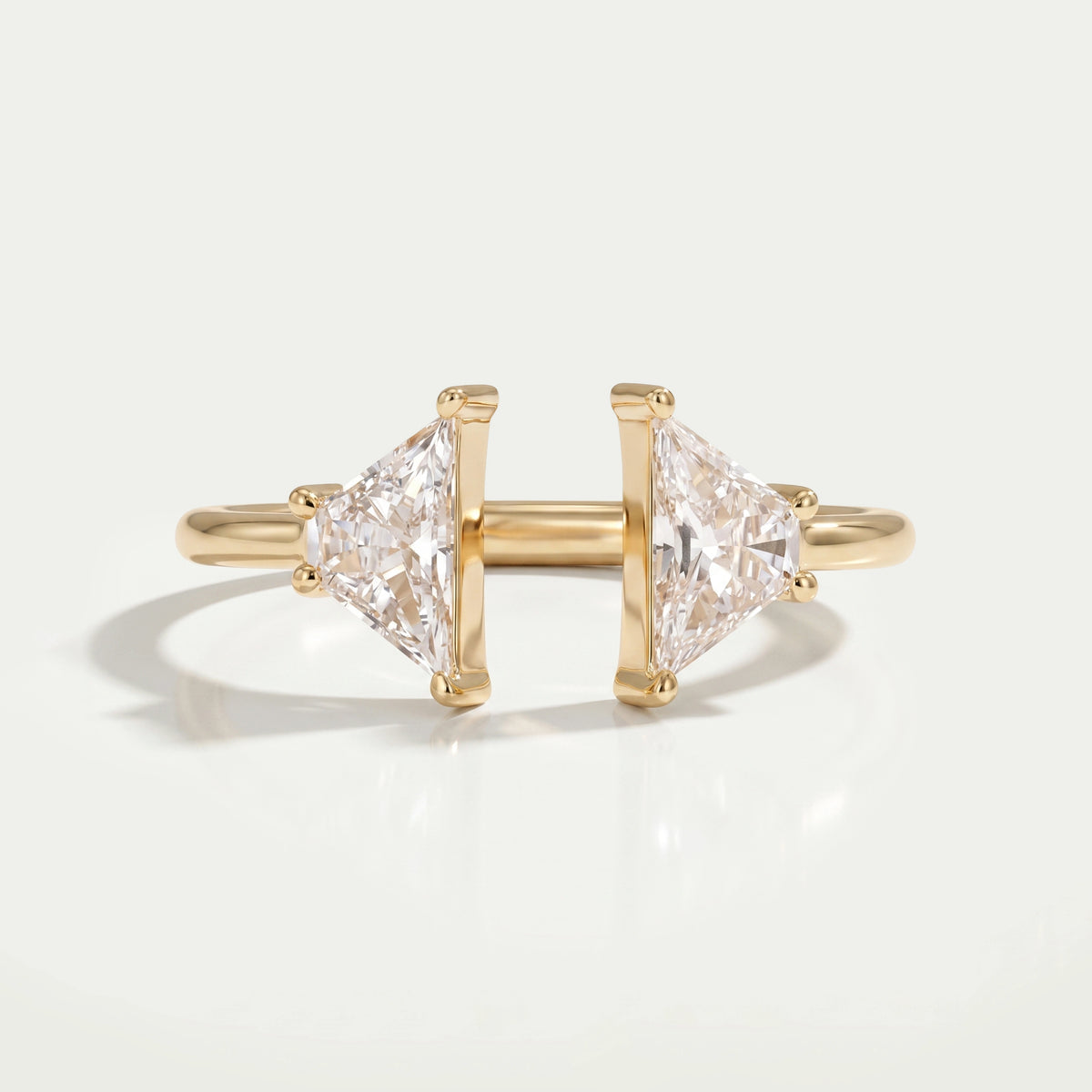 Antique Shape Trapezoid Cut Two Stone Open Cuff Ring Rings
