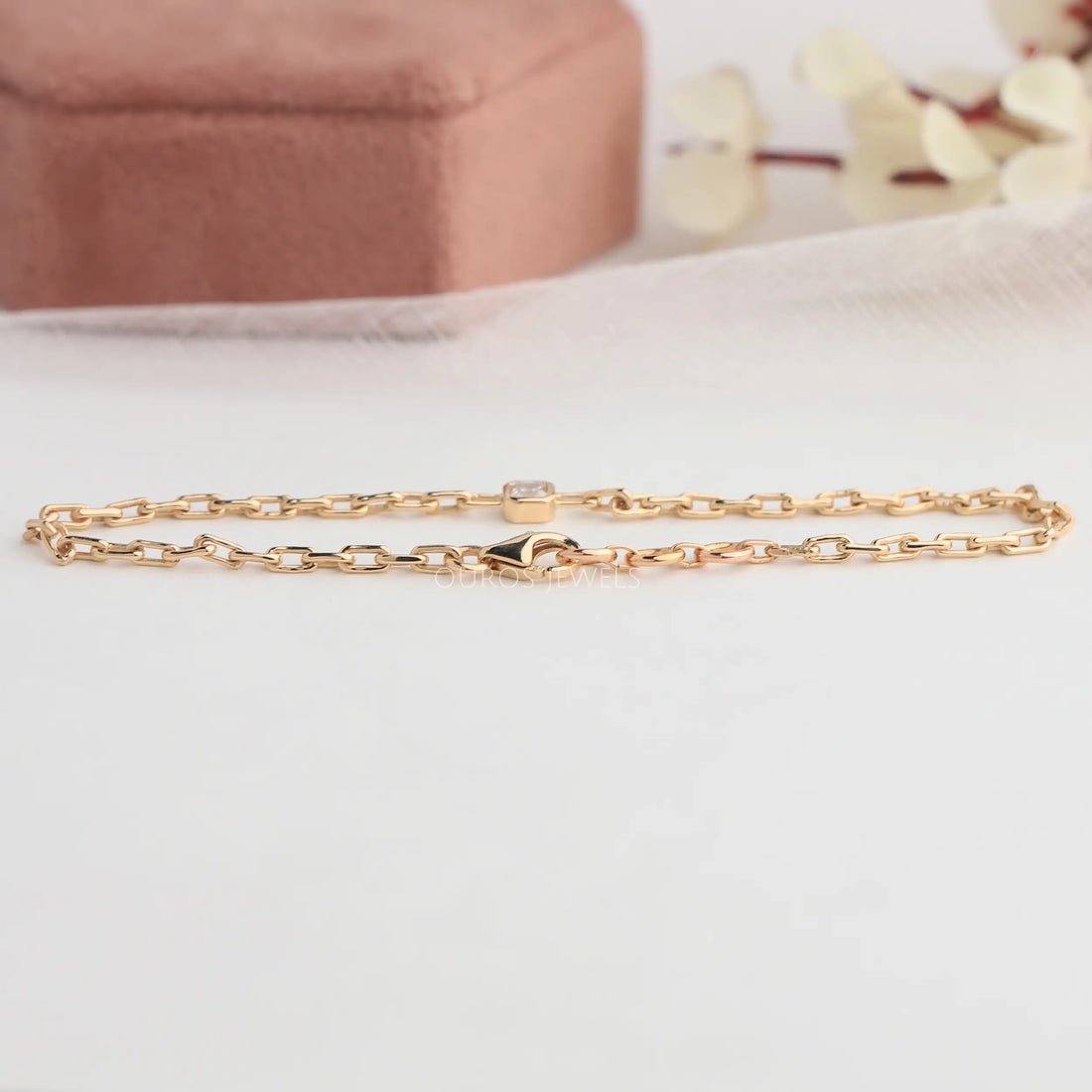Asscher Cut Lab Grown Diamond Bezel Set Chain Bracelet