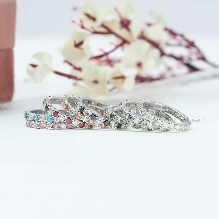 [Beautiful Front View Of Round Diamond Eternity Wedding Band]-[Ouros Jewels]