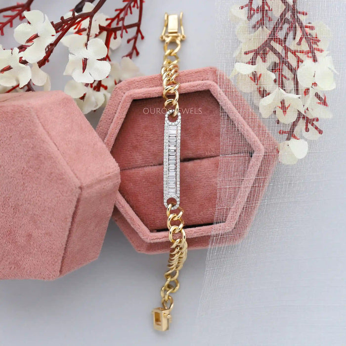 Baguette Diamond Curb Link Bracelet