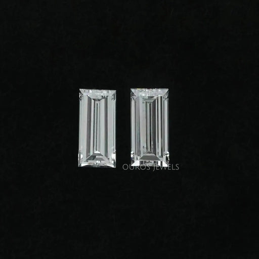 [a pair of baugette cut lab grown diamond]-[Ouros Jewels]