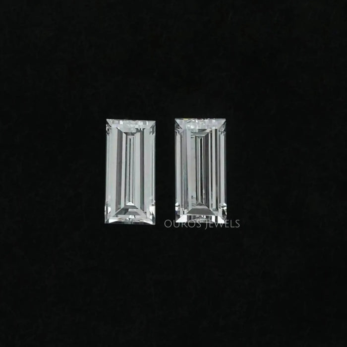 [a pair of baugette cut lab grown diamond]-[Ouros Jewels]