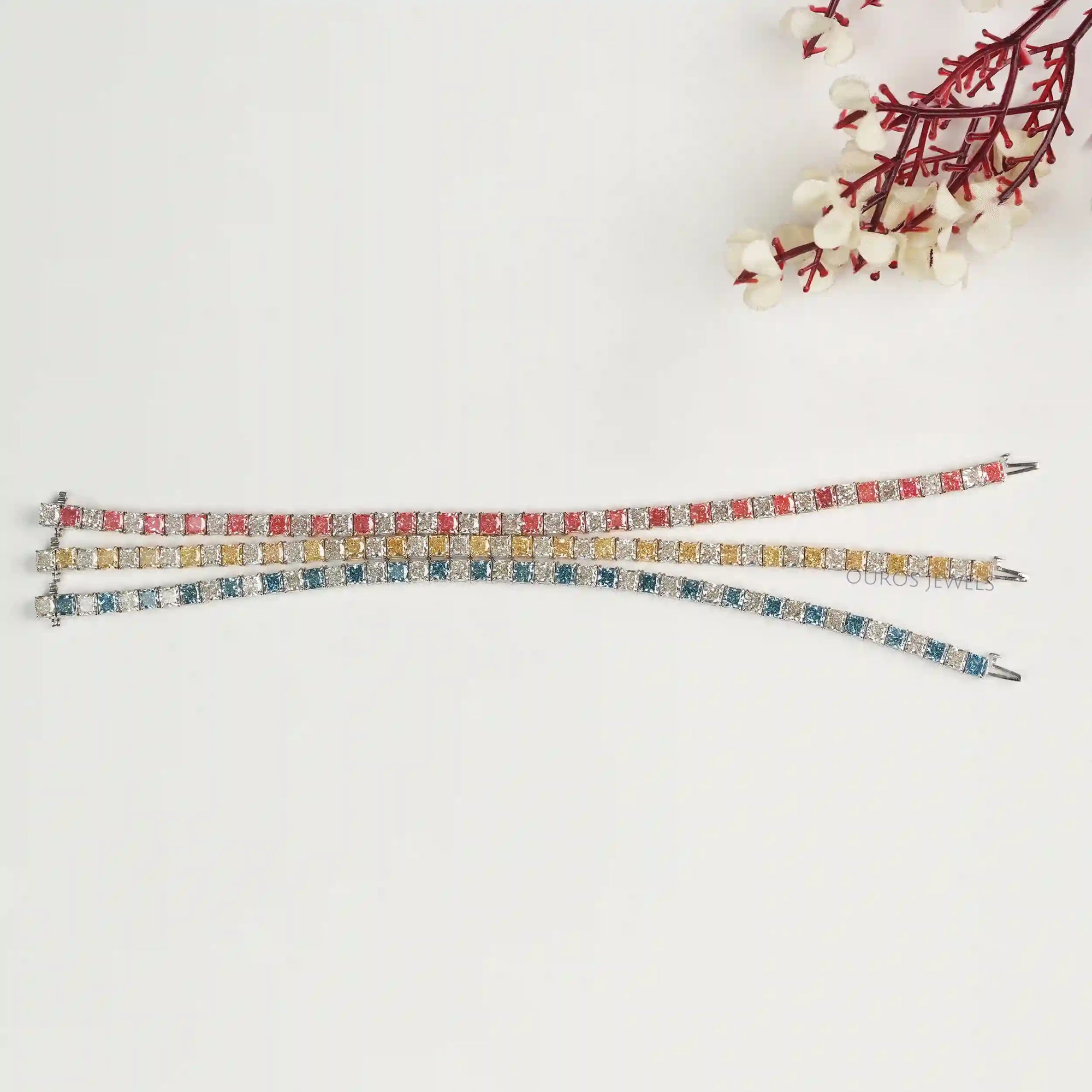 Blue Cushion Cut Lab Grown Diamond Bracelet Bracelet