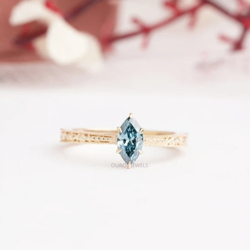 [Marquise Cut Blue Diamond Ring]-[Ouros Jewels]