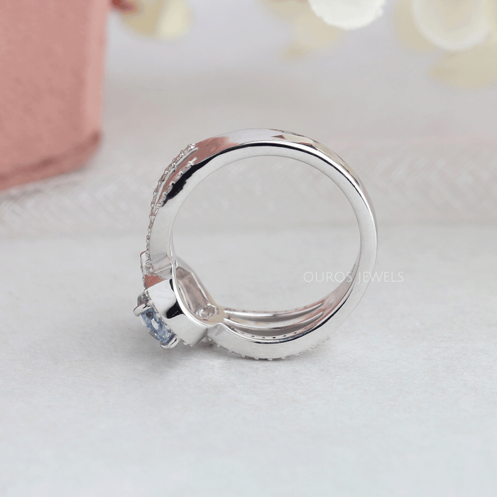 [Back Side View Of Lab Diamond Halo Engagement Ring]-[Ouros Jewels]