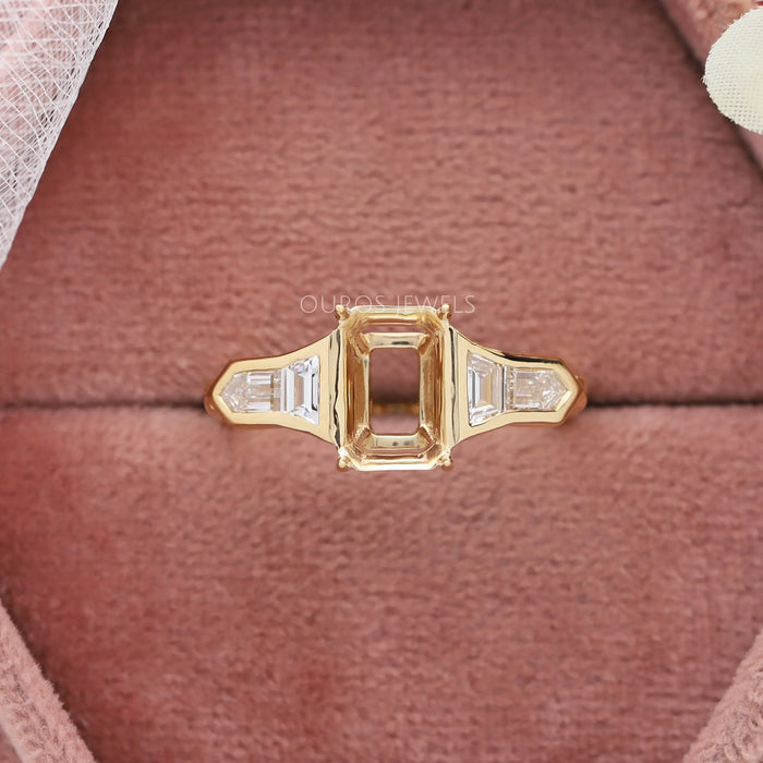 [Bullet and Trapezoid Side Diamond Semi Mount Ring]-[Ouros Jewels]