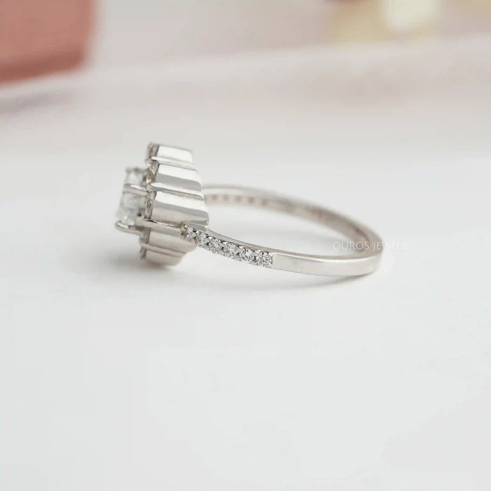 [Side View of Half Halo of Round Diamond Ring]-[Ouros Jewels]