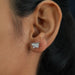 [A Women wearing Lab Diamond Stud Earrings]-[Ouros Jewels]