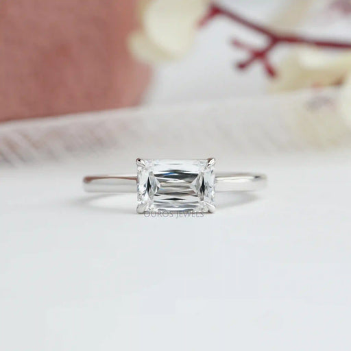 [Front View of Criss Cut Solitaire Engagement Ring]-[Ouros Jewels]