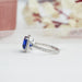 [Side View of Blue Cushion Cut Halo Ring]-[Ouros Jewels]