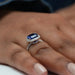 [Blue Cushion Diamond Ring]-[Ouros Jewels]