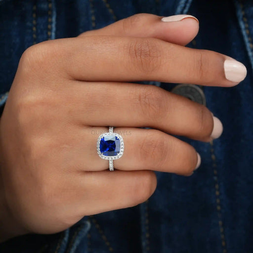 [Cushion Cut Lab Diamond Engagement Ring]-[Ouros Jewels]