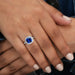 [A Women wearing Cushion Cut Blue Diamond Ring]-[Ouros Jewels]