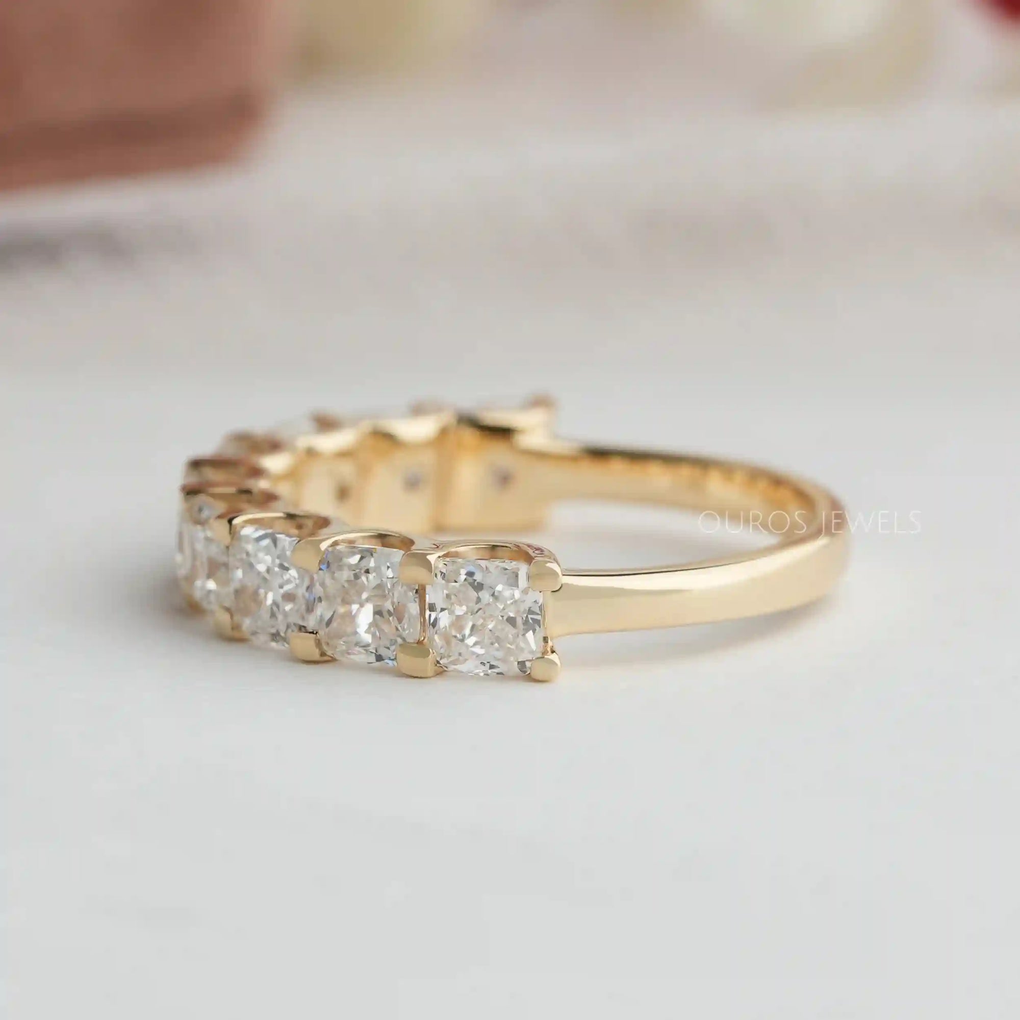 Lab Grown Cushion Diamond Half Wedding Band