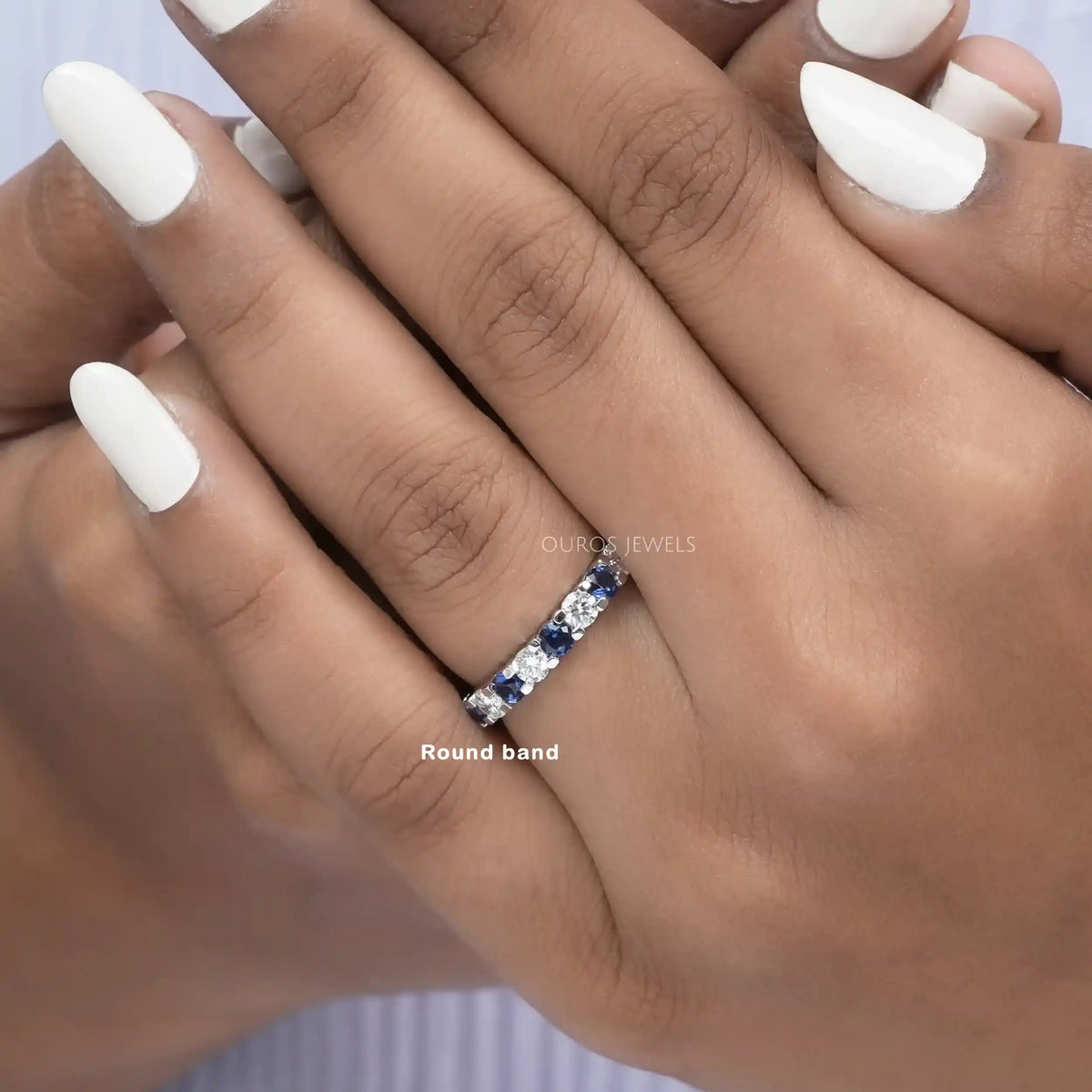 Cushion And Round Cut Diamond Eternity Band Rings