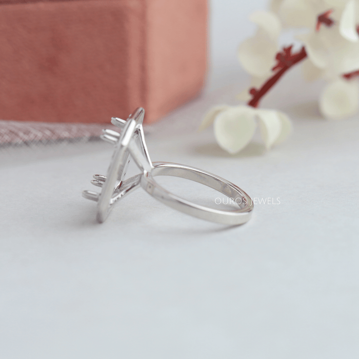 Emerald Cut Halo Semi Mount Engagement Ring
