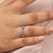 [A Women wearing Flower Shape Round Colored Diamond Wedding Ring]-[Ouros Jewels]
