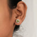 [Green Diamond Halo Stud Earrings]-[Ouros Jewels]