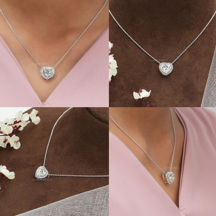 [Four Picture of Heart Diamond Pendant]-[Ouros Jewels]