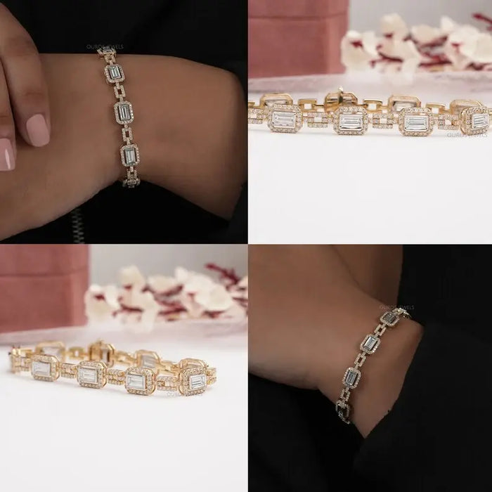 [Round and Baguette Diamond Bracelet]-[Ouros Jewels]