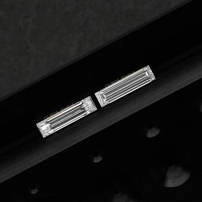 [lab created diamond in bagutte cut in black background]-[Ouros Jewels]