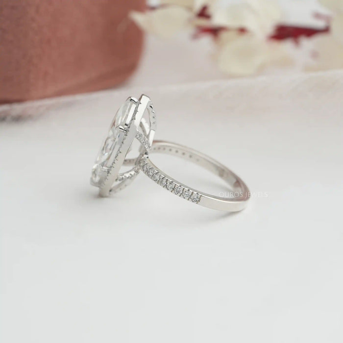[Halo marquise shape engagement ring]-[Ouros Jewels]