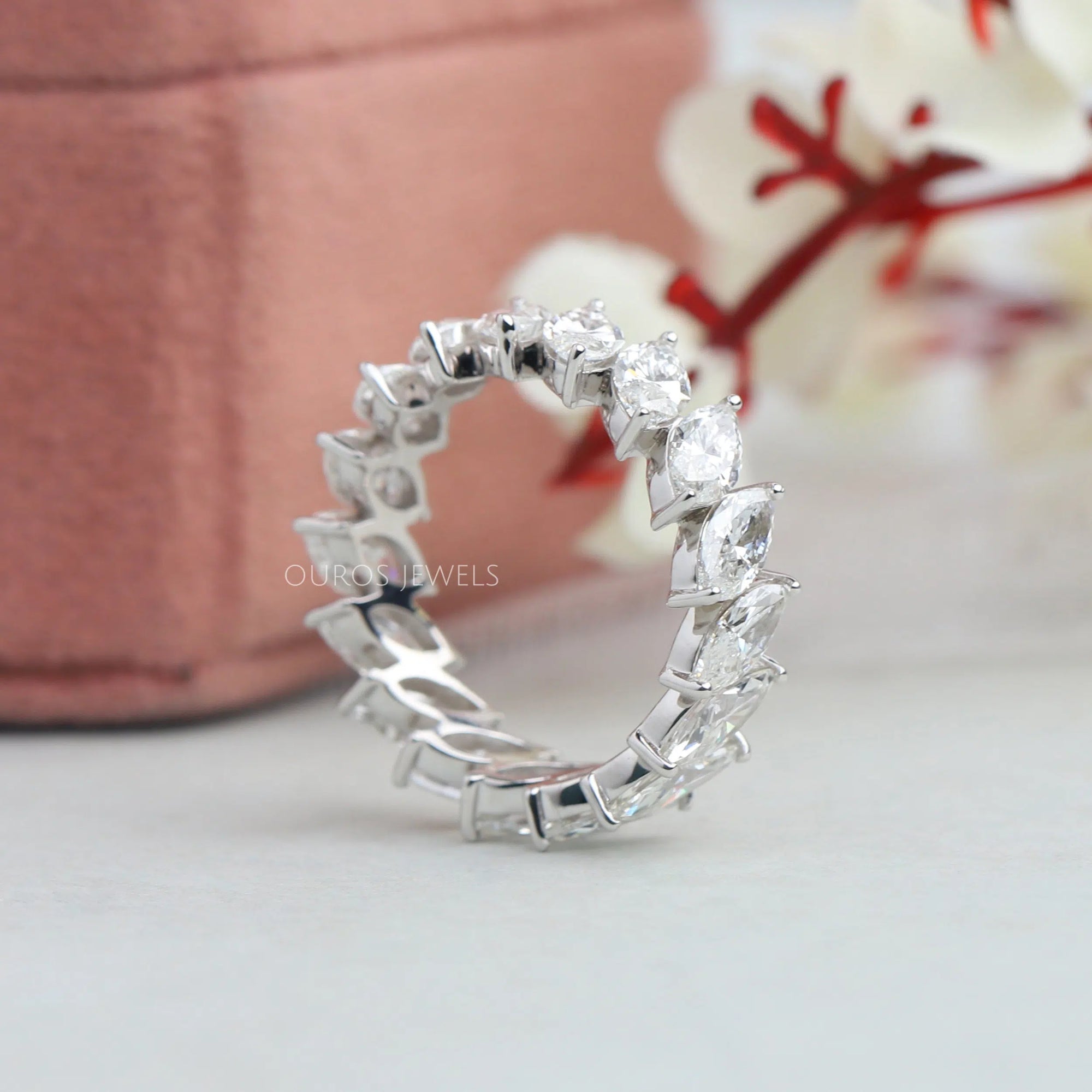 Marquise Cut Lab Diamond Eternity Wedding Band Rings