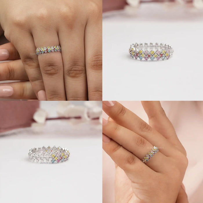 [Collage of Round Colored Wedding Band]-[Ouros Jewels]