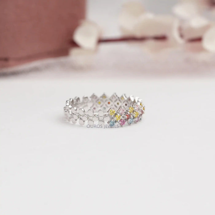 [Back View of Round Colored Diamond Ring]-[Ouros Jewels]