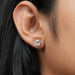 [A Women wearing Old European Stud Earrings]-[Ouros Jewels]