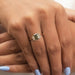 [A Women wearing Olive Lab Diamond Engagement Ring]-[Ouros Jewels]